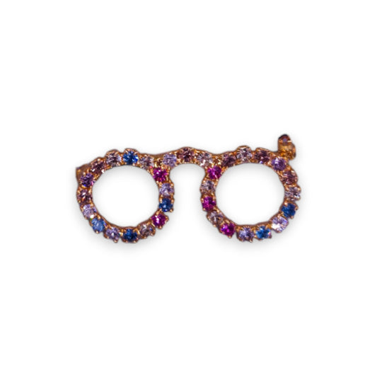 Gold Tone Multi Colour Cubic Zirconia Classic Brooch