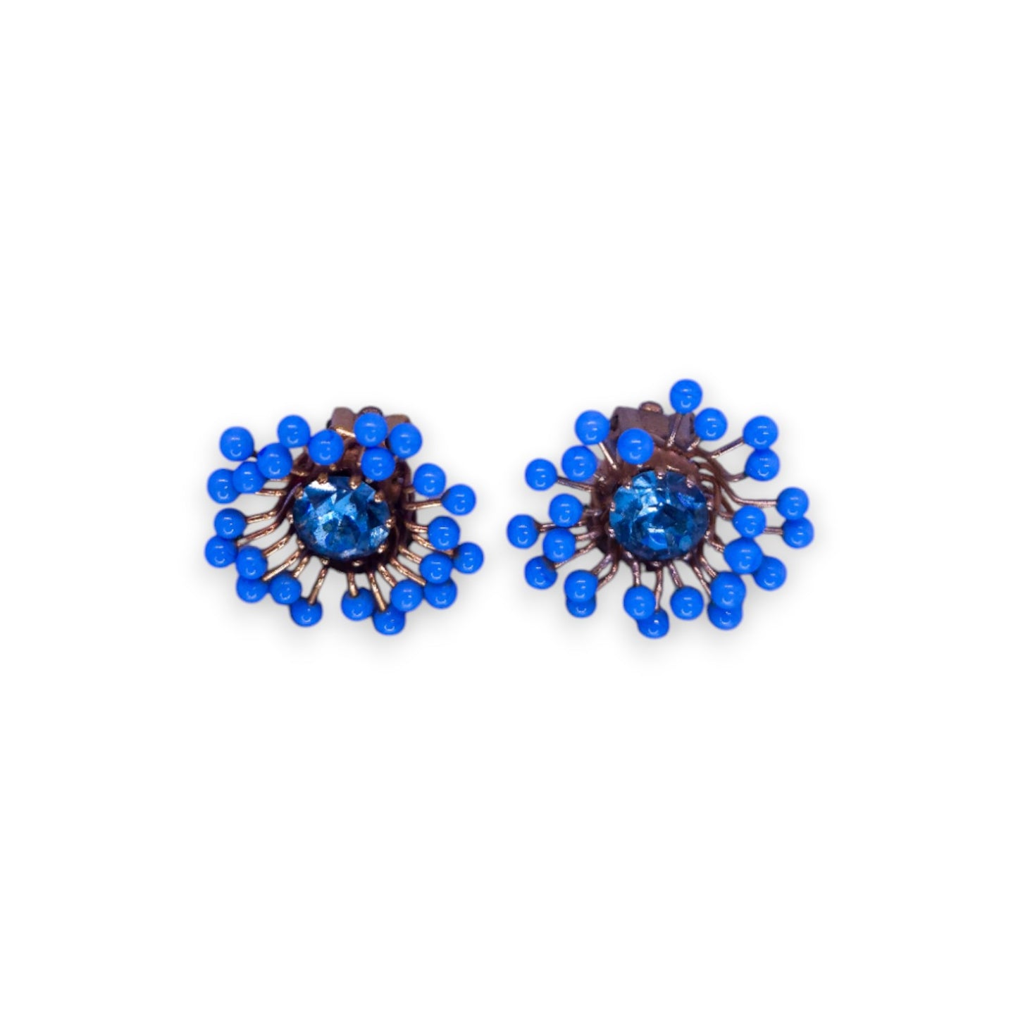 Gold Tone Blue Cubic Zirconia Statement Earrings