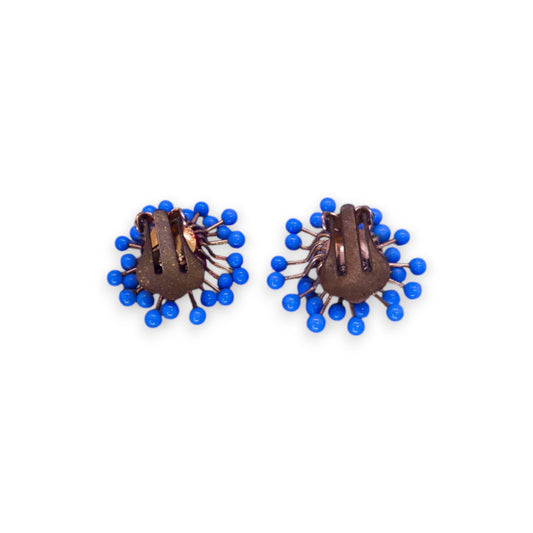 Gold Tone Blue Cubic Zirconia Statement Earrings