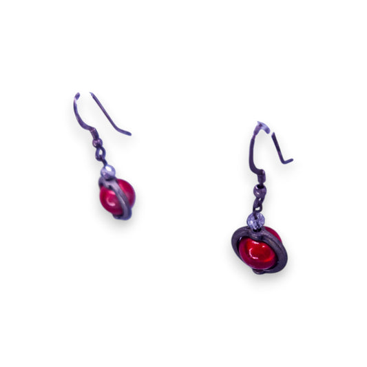Sterling Silver Red Beads Classic Earrings