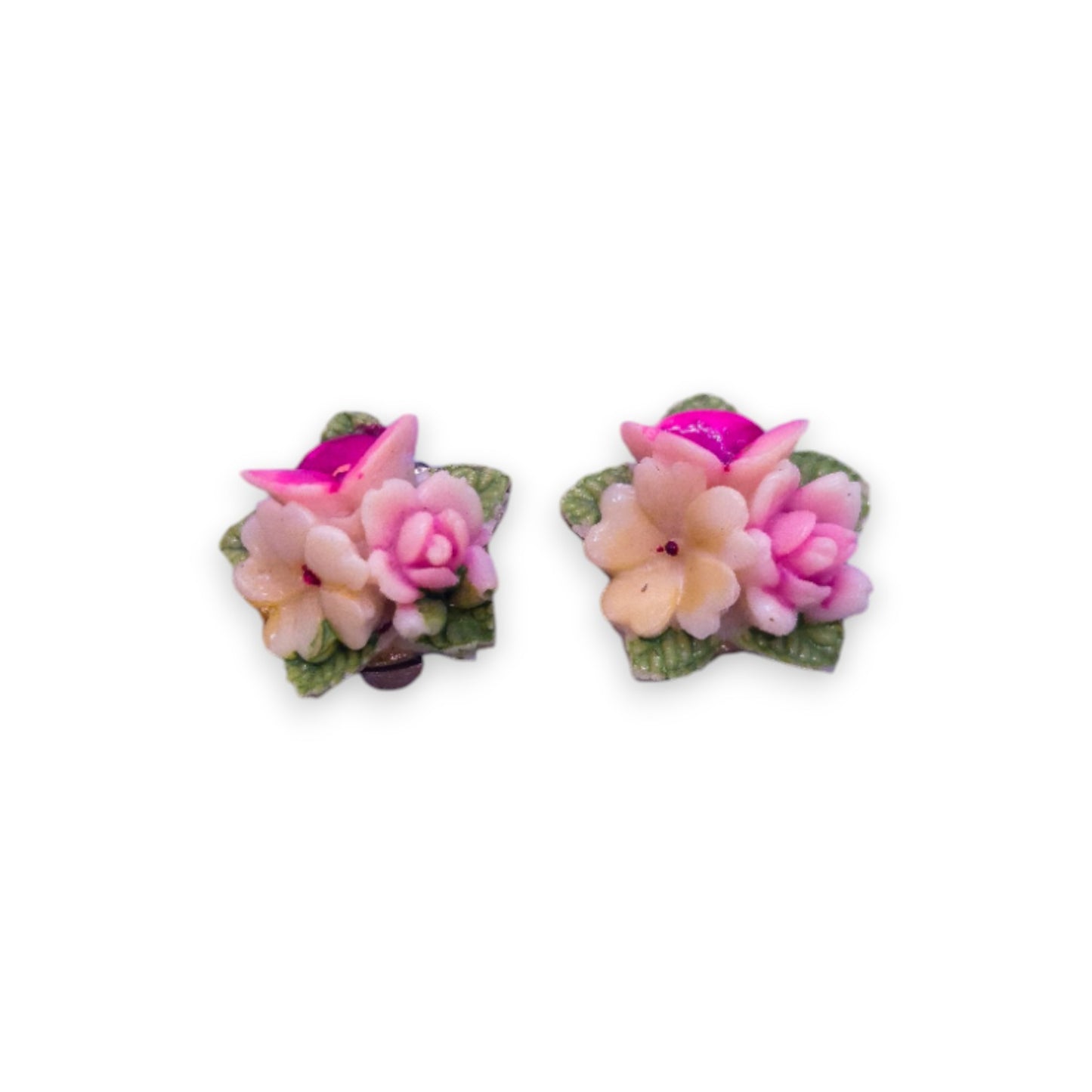 Gold Tone Plastic Nature Inspired Earrings