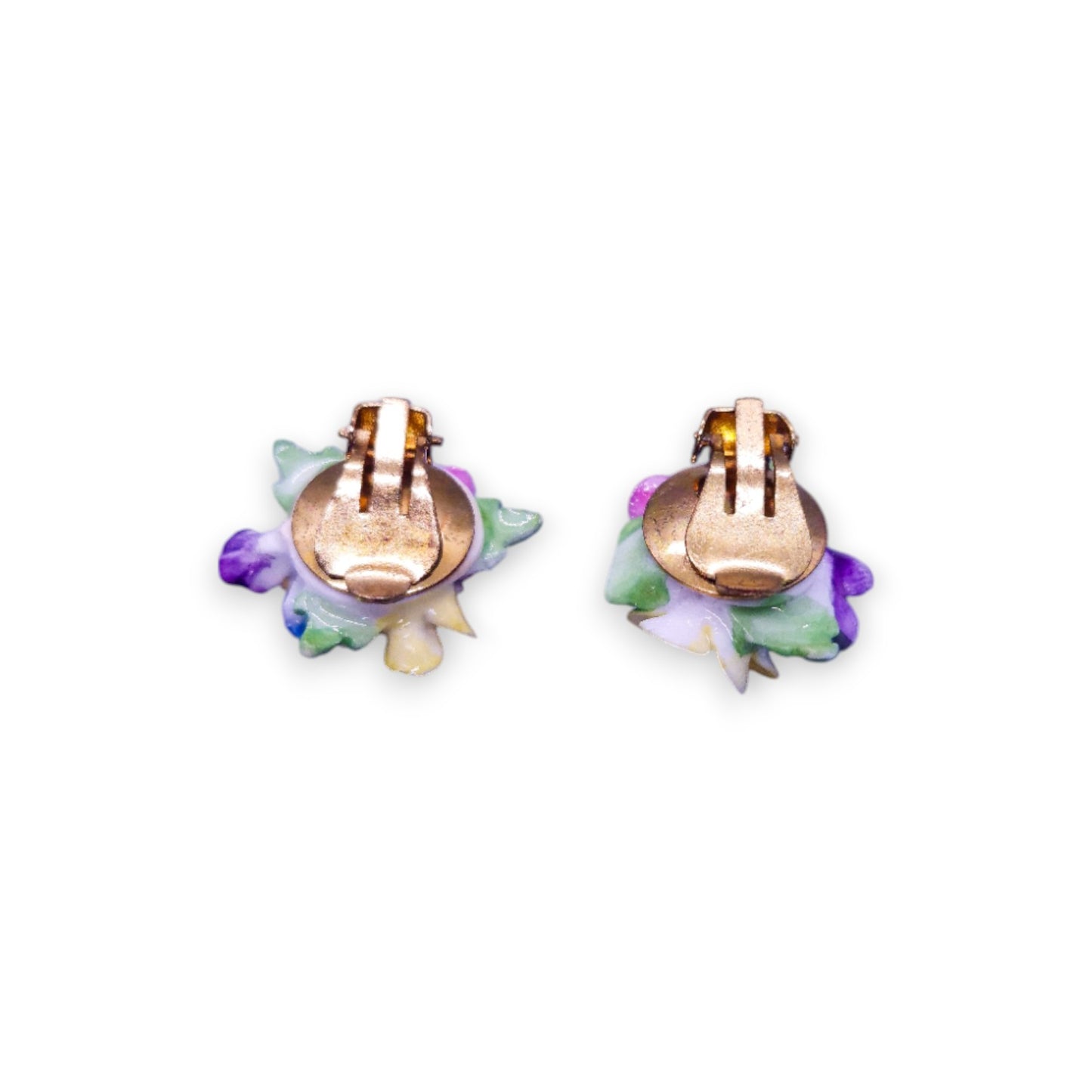 Gold Tone Ceramic Nature Inspired Earrings