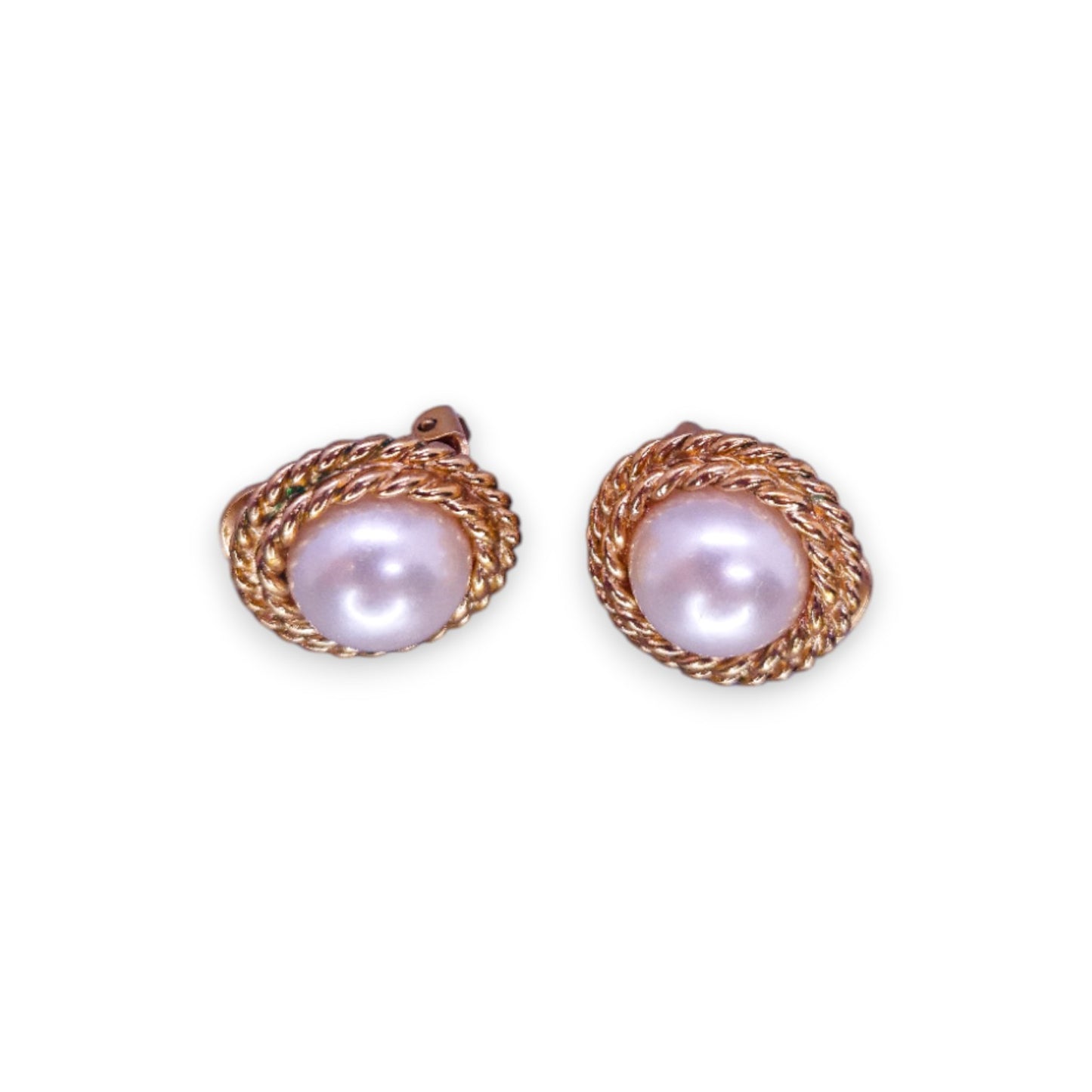 Gold Tone Pearl Vintage Earrings