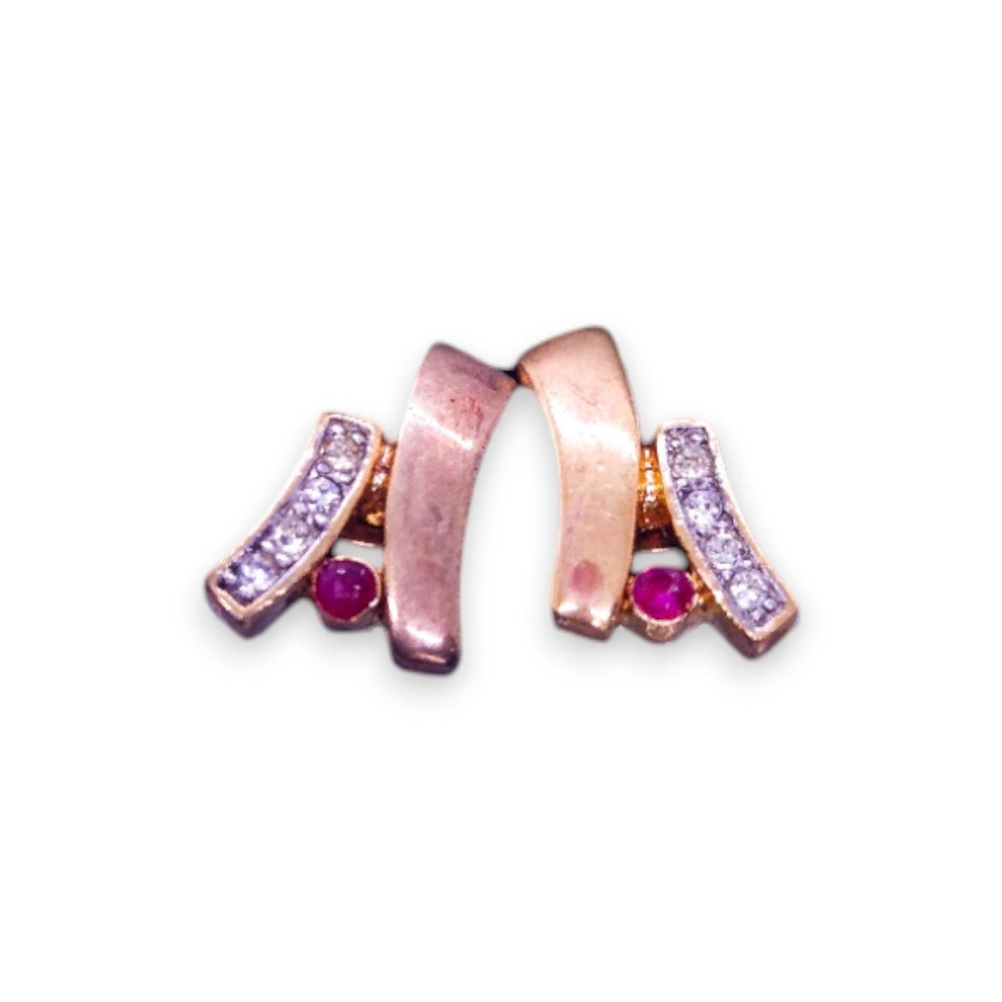 Gold Tone Clear & Pink Cubic Zirconia Classic Earrings