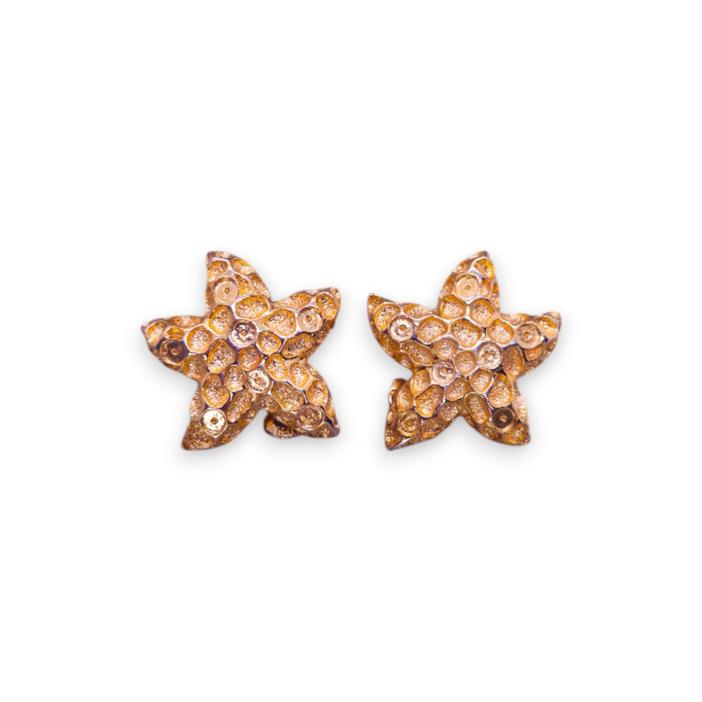 Gold Tone Nature Inspired Starfish Earrings