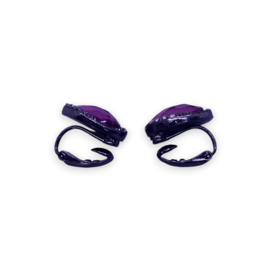 Metal Purple & Clear Cubic Zirconia Classic Earrings
