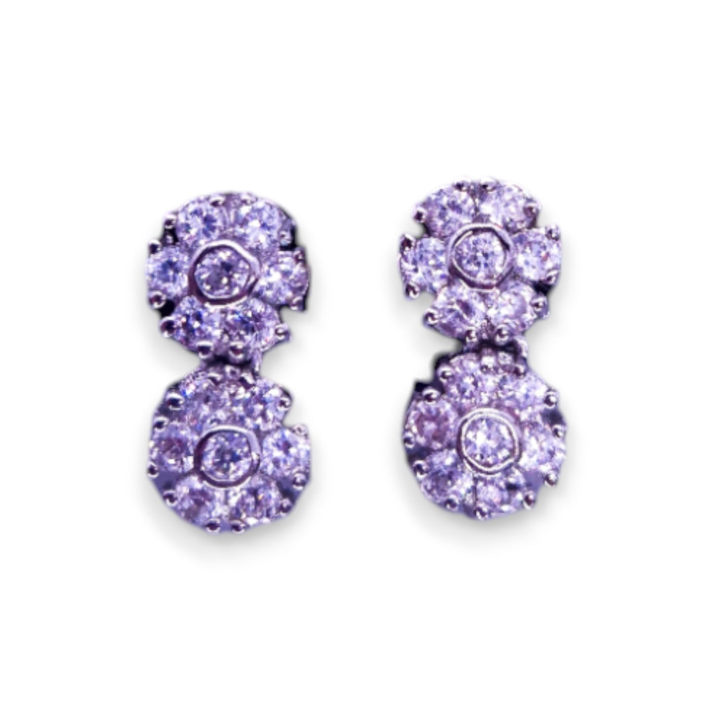 Silver Tone Clear Cubic Zirconia Classic Earrings