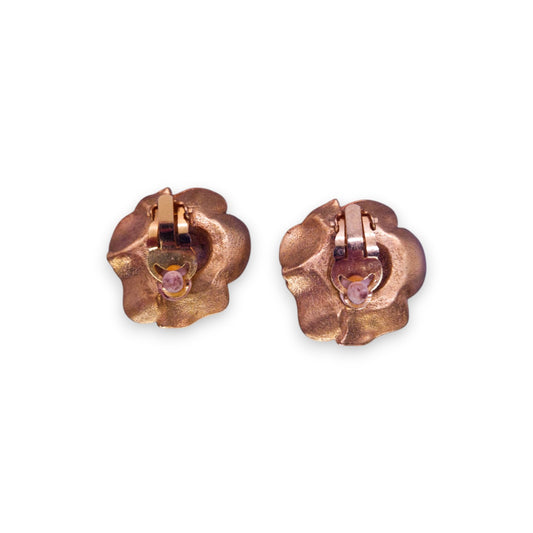 Gold Tone Nature Inspired Kenzo Flower Earrings