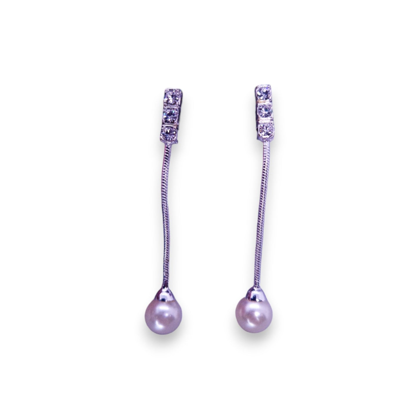 Silver Tone Faux Pearl Classic Earrings