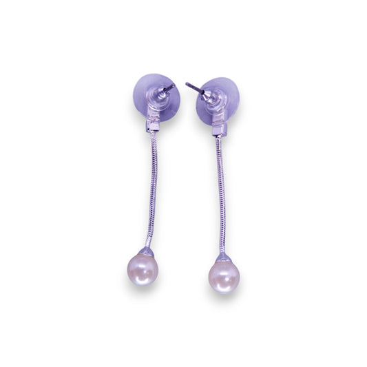Silver Tone Faux Pearl Classic Earrings