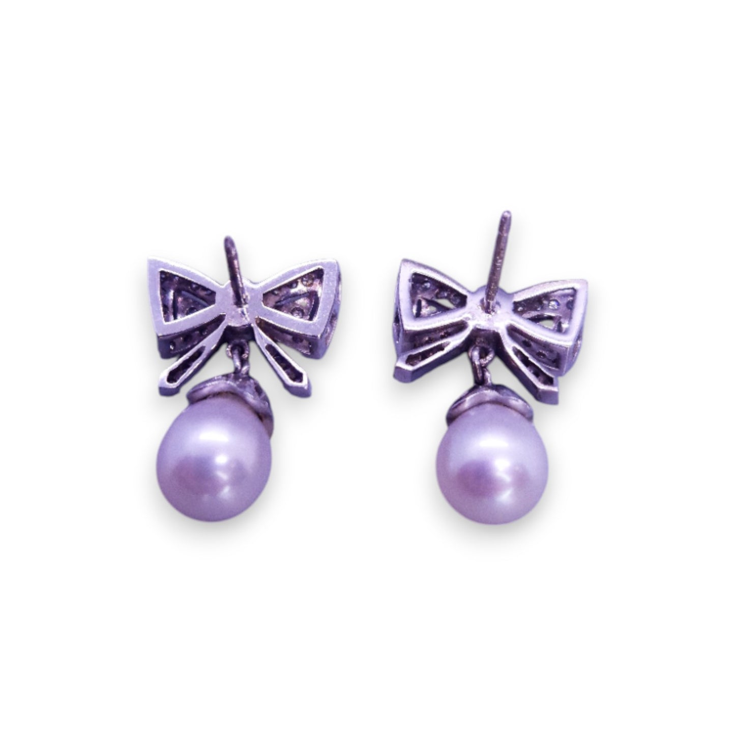 Silver Tone Faux Pearl Cubic Zirconia Romantic Earrings