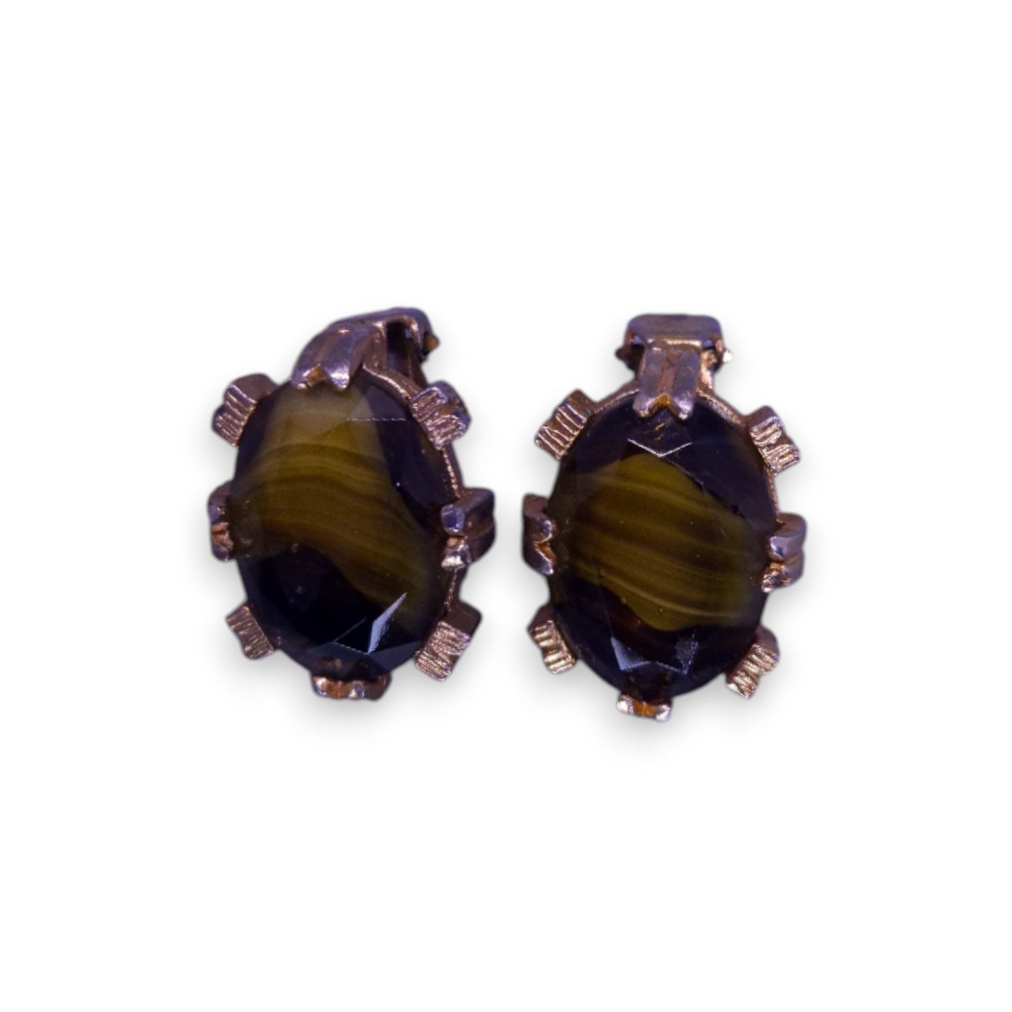 Gold Tone Green Agate Classic Earrings