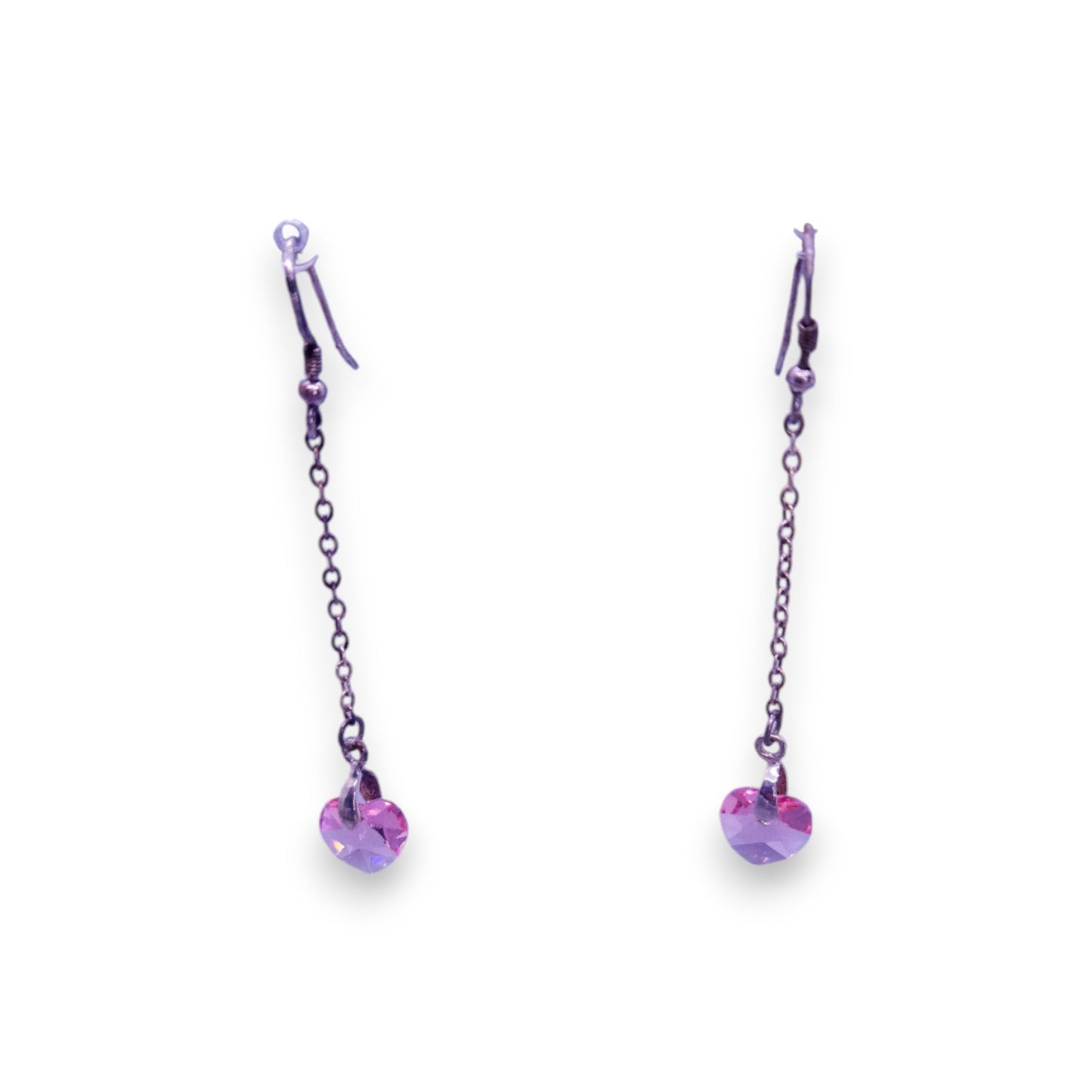 Sterling Silver with Pink Crystal Romantic Earrings
