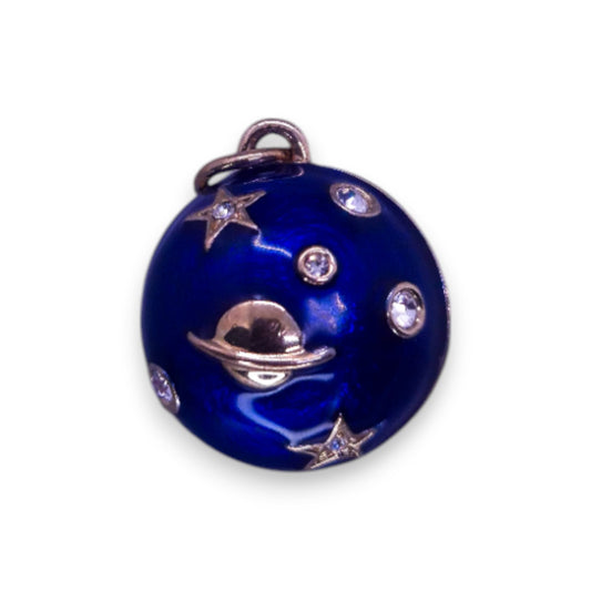 Gold Tone Cubic Zirconia Enamelled Statement Astronomy Pendant