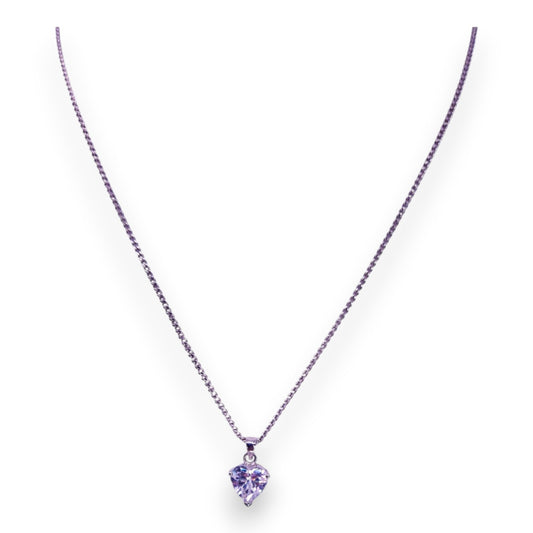 Silver Tone Clear Cubic Zirconia Romantic Necklace