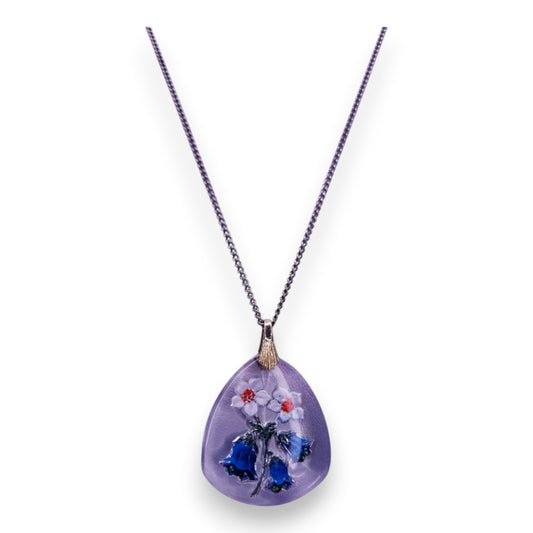 Silver Tone Hand-Painted Nature Inspired Necklace