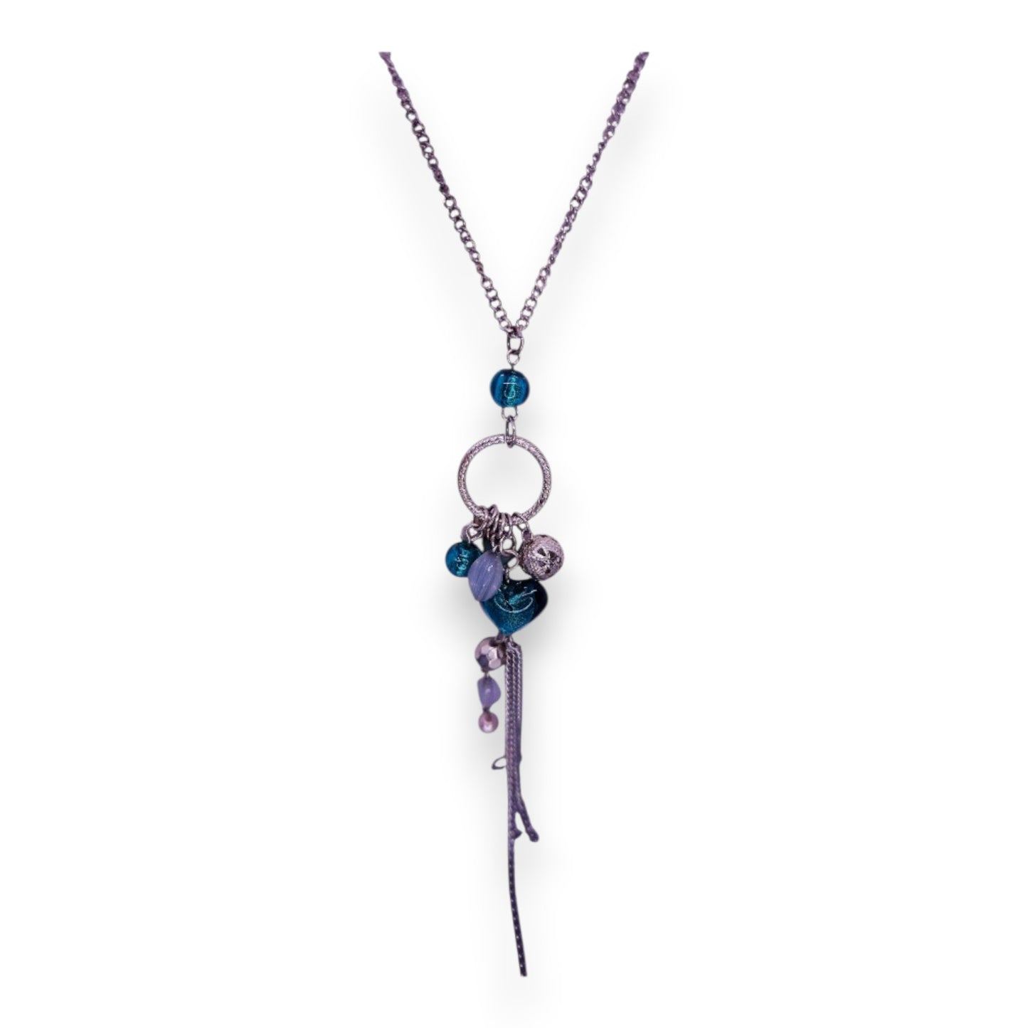 Silver Tone with Glass Beads Vintage Necklace
