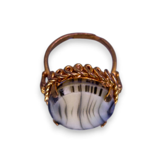 Gold Tone Faux Agate Statement Ring
