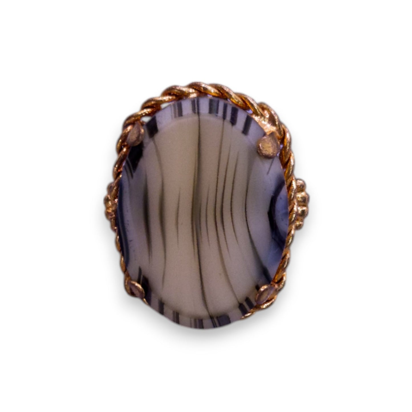 Gold Tone Faux Agate Statement Ring