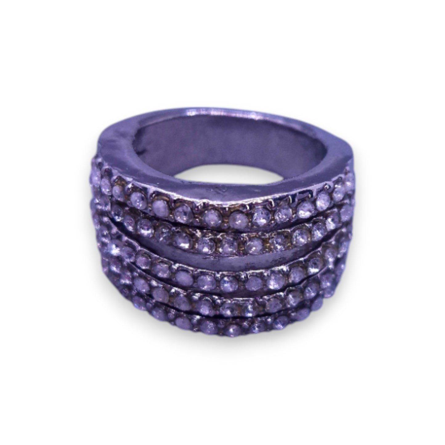 Silver Tone Clear Cubic Zirconia Classic Ring