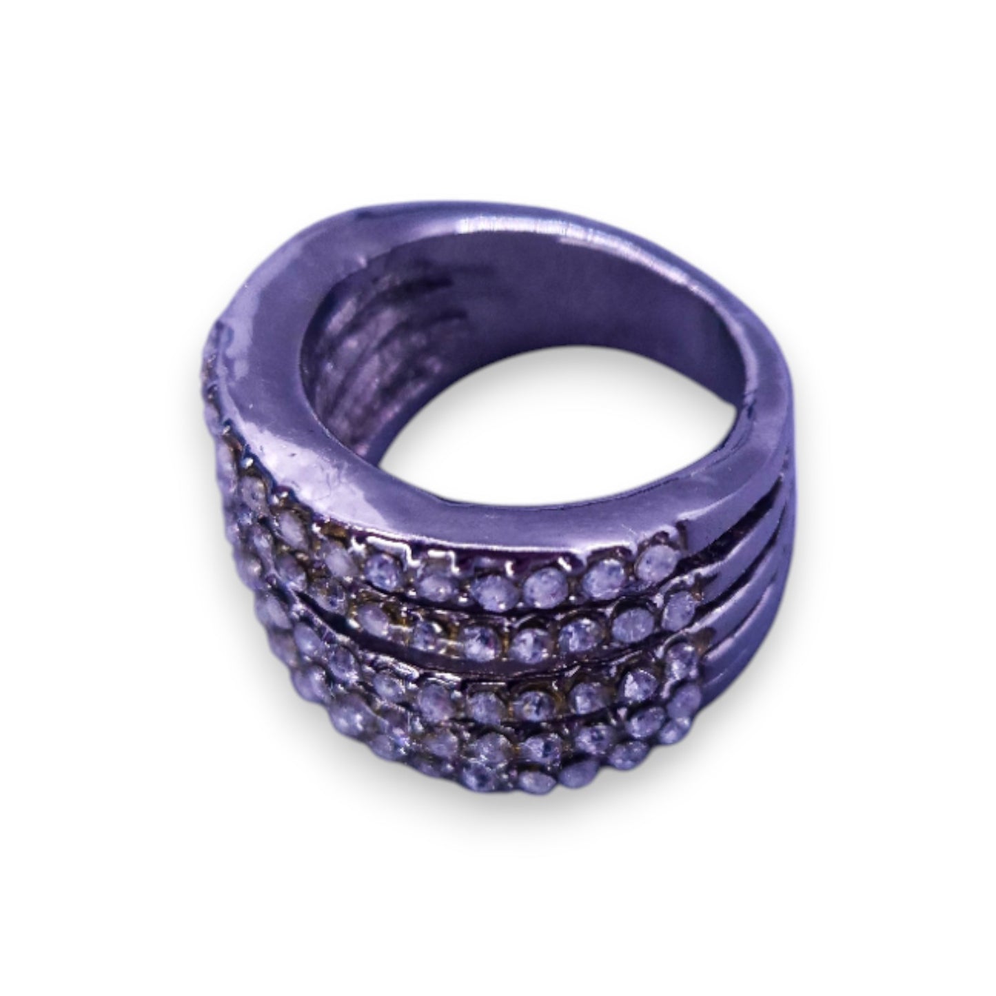 Silver Tone Clear Cubic Zirconia Classic Ring
