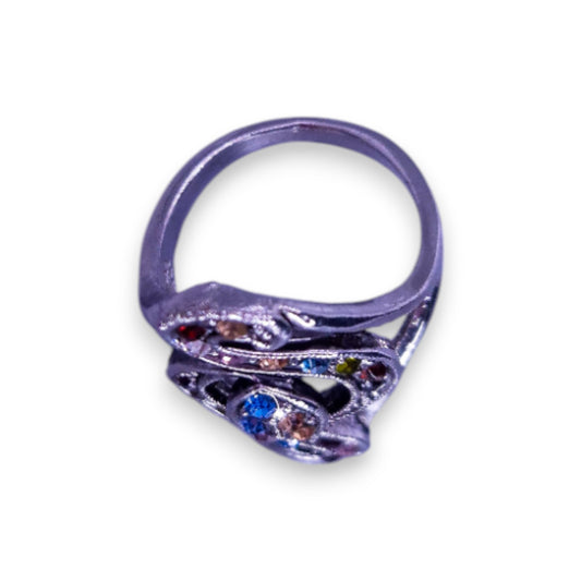 Silver Tone Multi Colour Stones Statement Ring