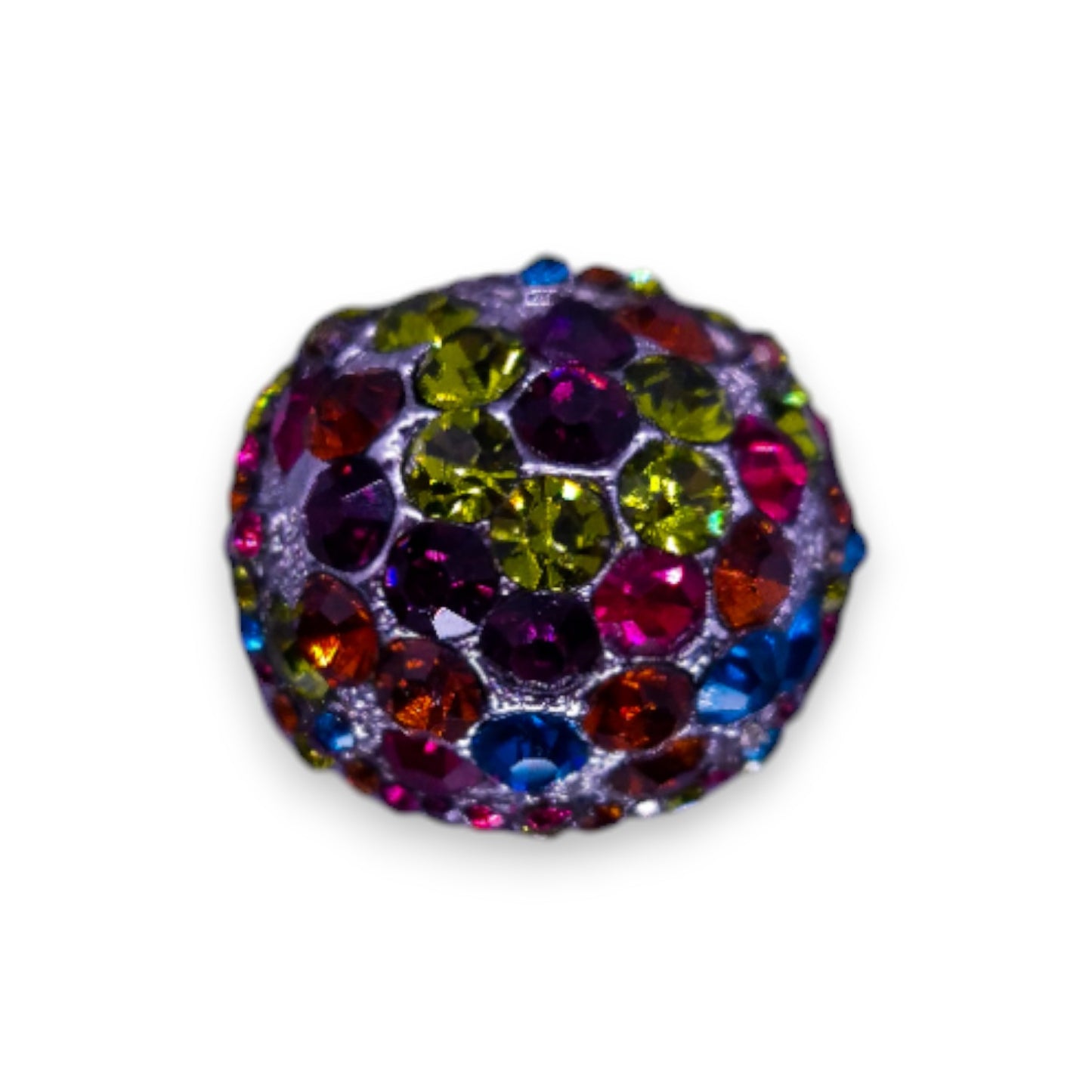 Silver Tone Multi Colour Stones Statement Ring