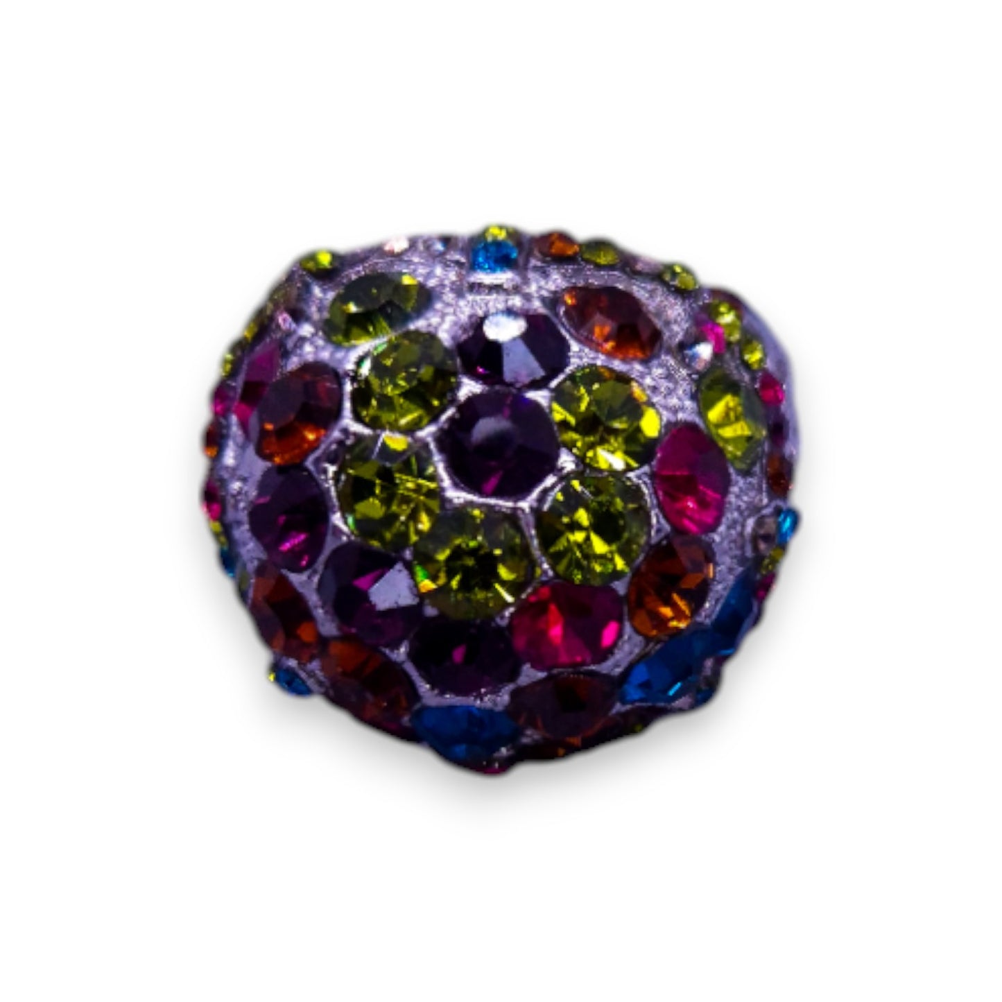 Silver Tone Multi Colour Stones Statement Ring