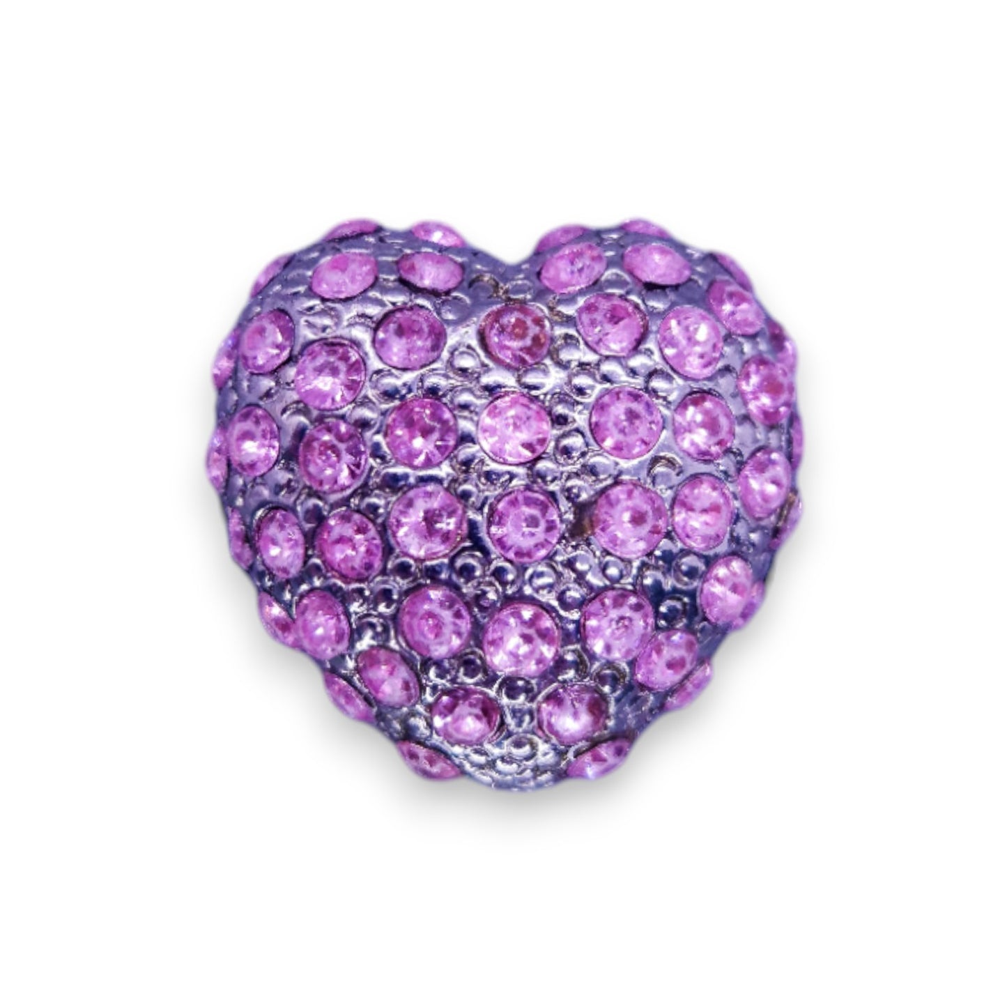 Silver Tone Pink Stones Romantic Heart Ring