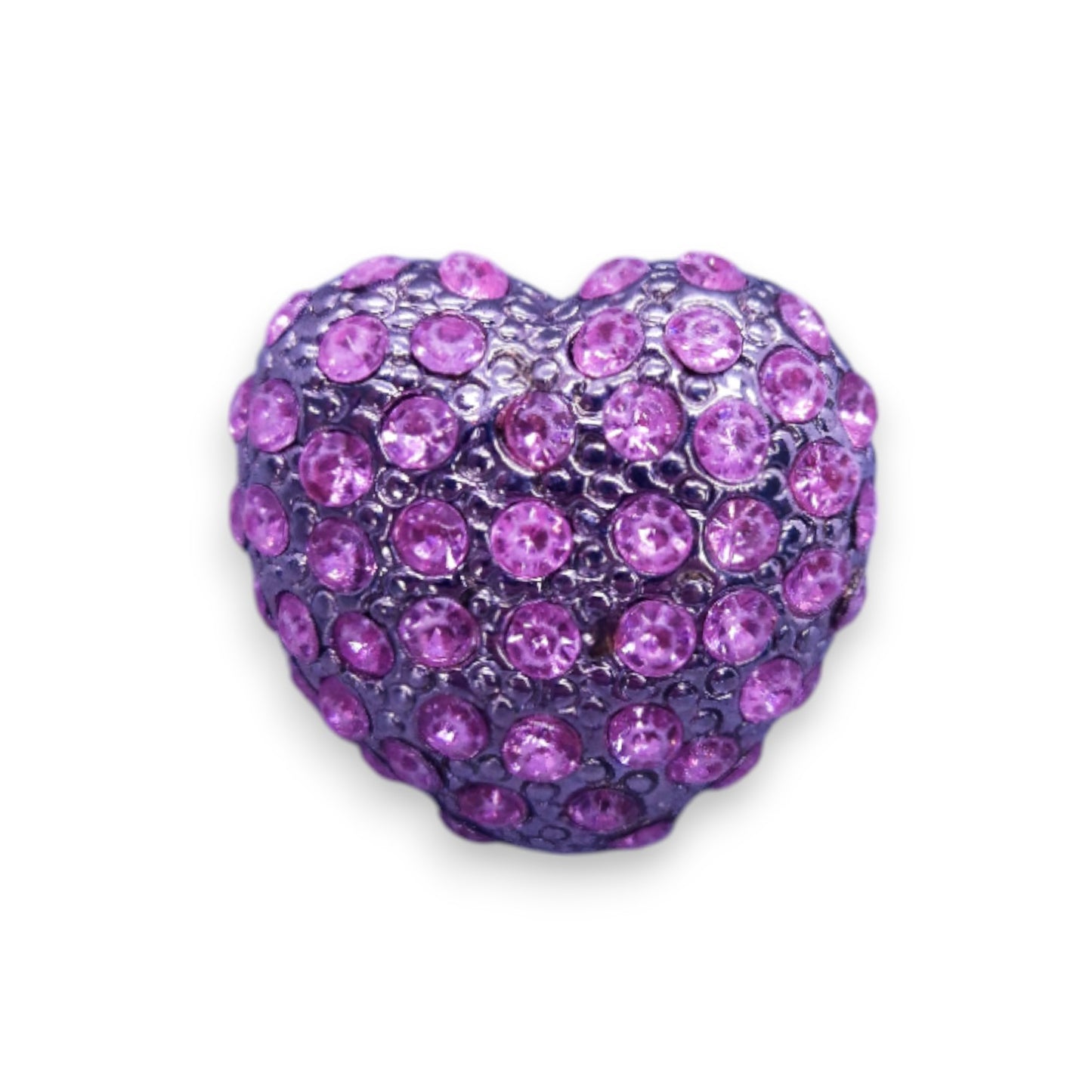 Silver Tone Pink Stones Romantic Heart Ring
