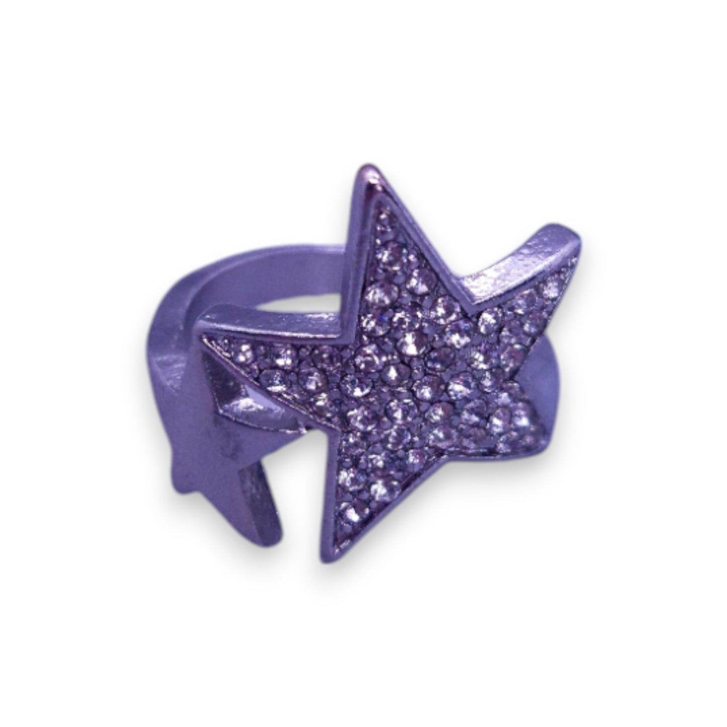 Silver Tone Clear Stones Statement Stars Ring