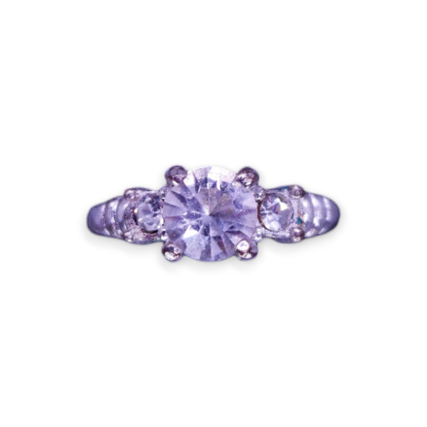 Silver Tone Clear Cubic Zirconia Classic Ring