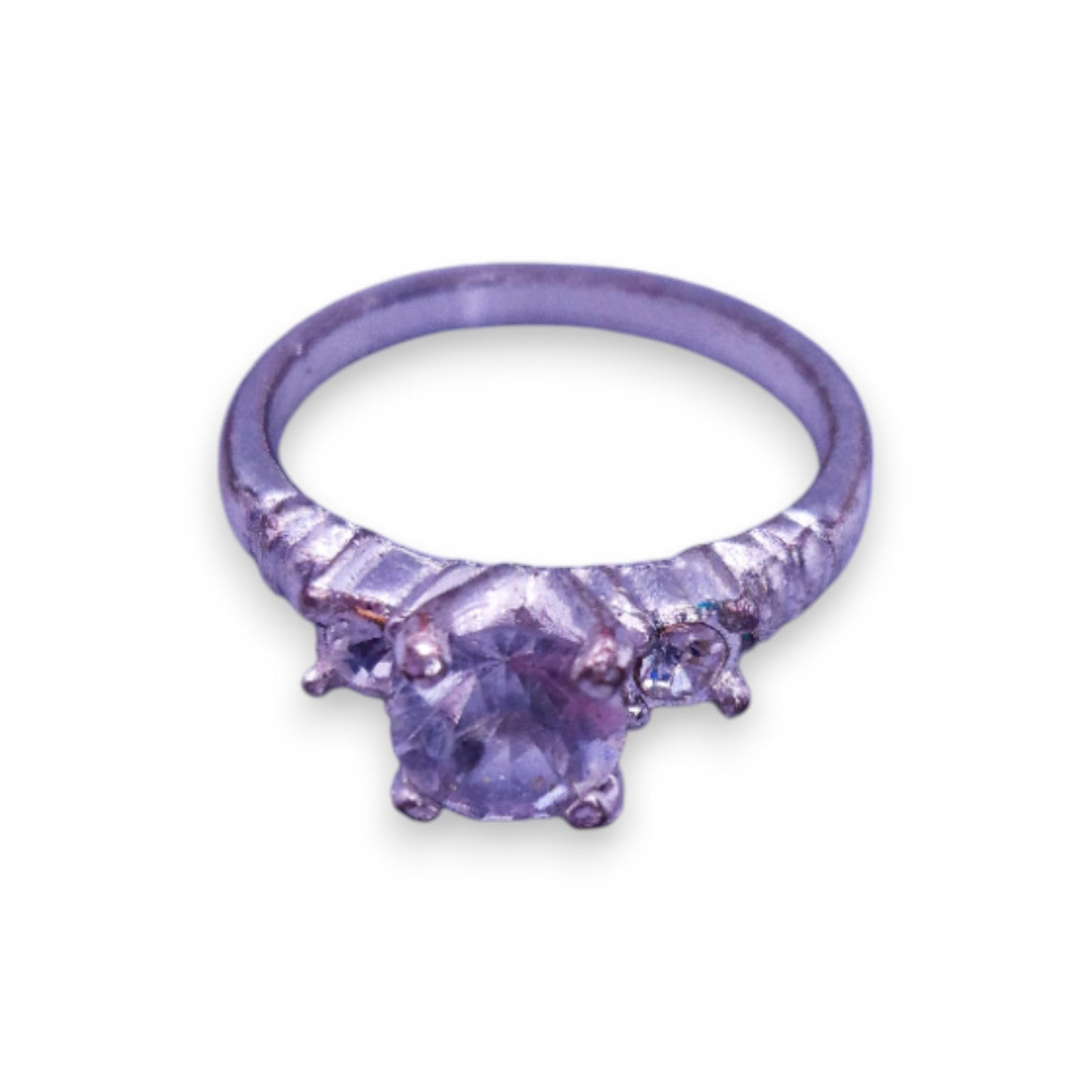 Silver Tone Clear Cubic Zirconia Classic Ring