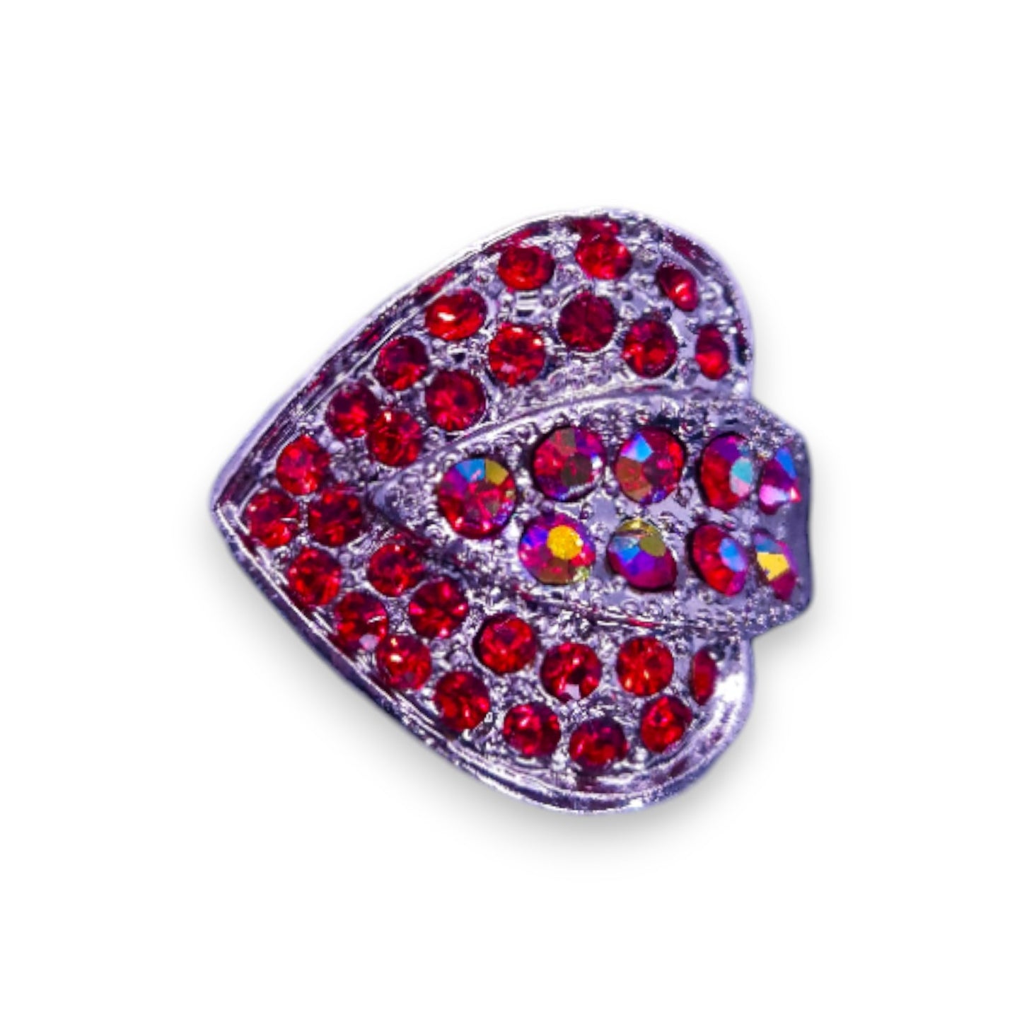 Silver Tone Red Stones Romantic Ring