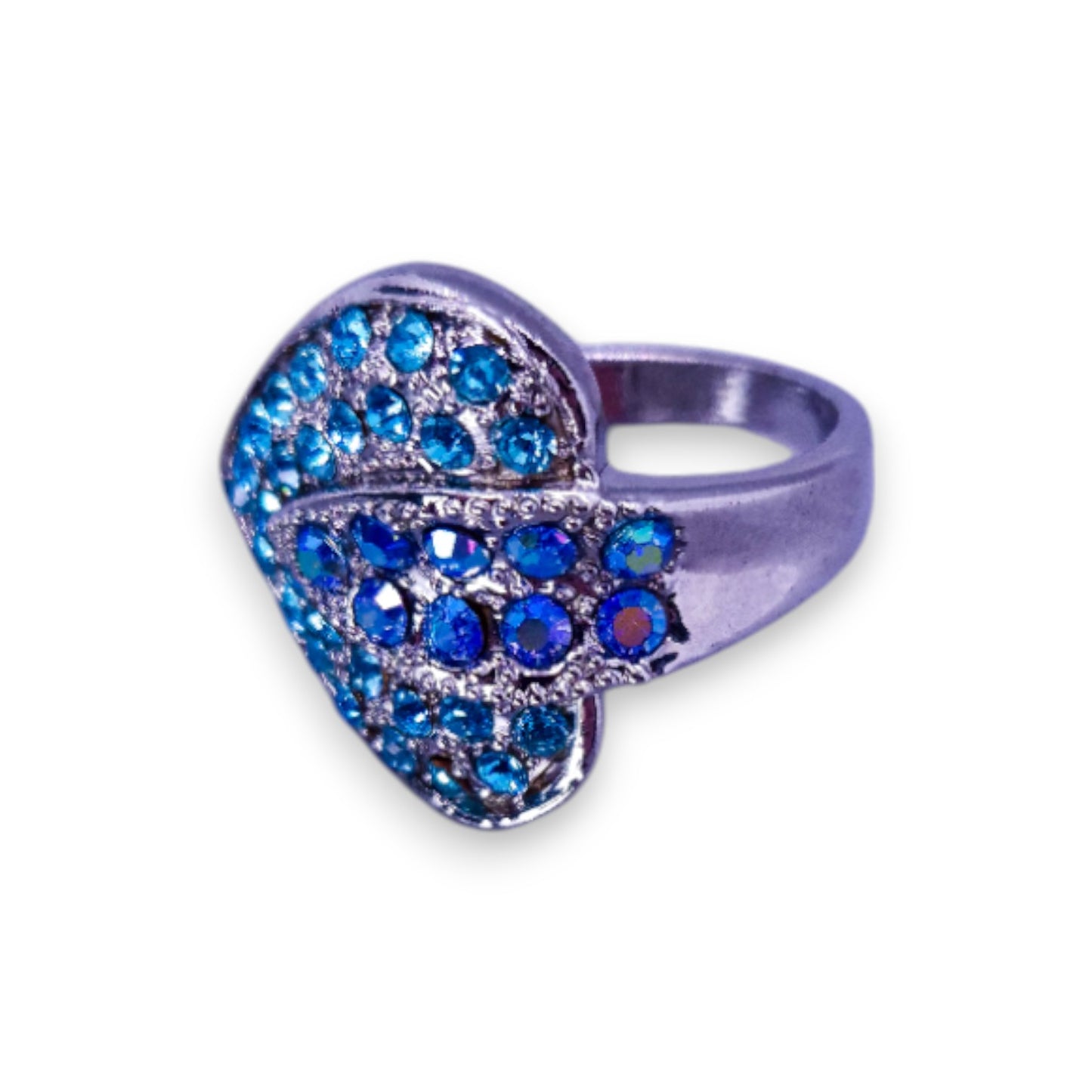 Silver Tone Blue Stones Romantic Ring