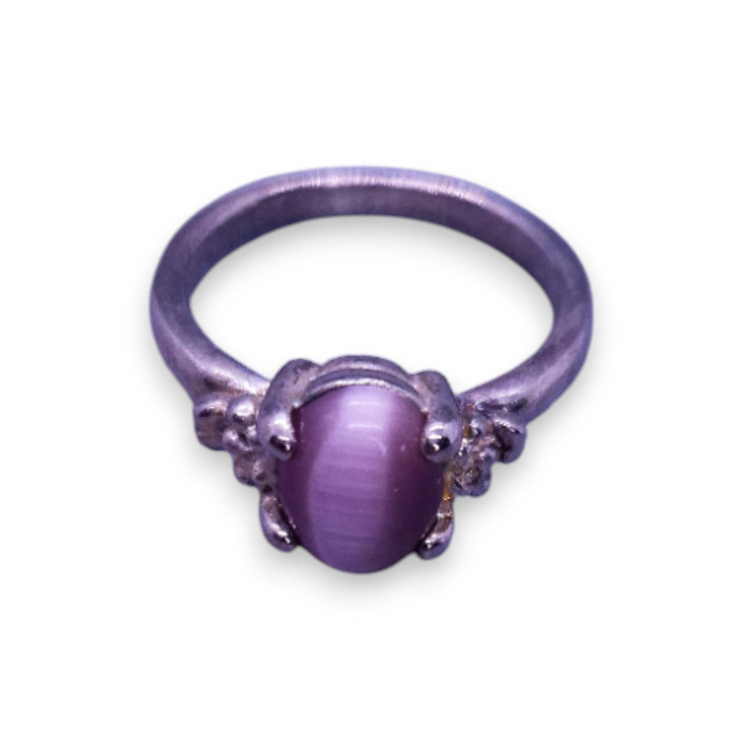 Silver Tone Purple Stone Classic Ring