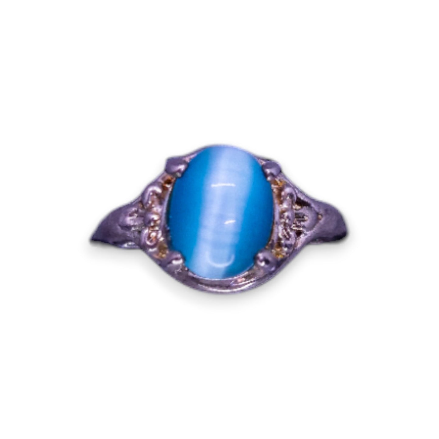 Silver Tone Blue Stone Classic Ring