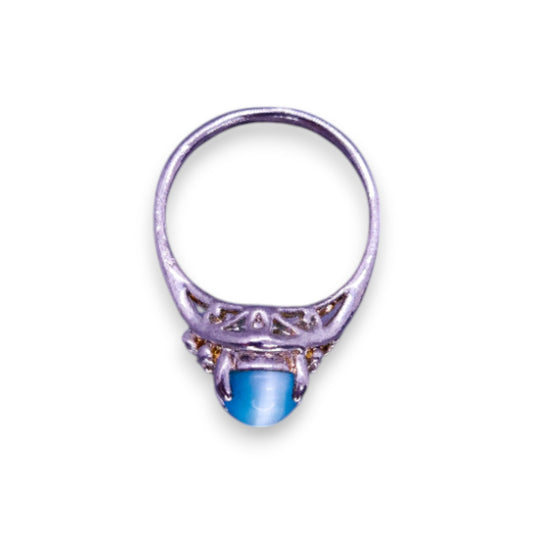 Silver Tone Blue Stone Classic Ring