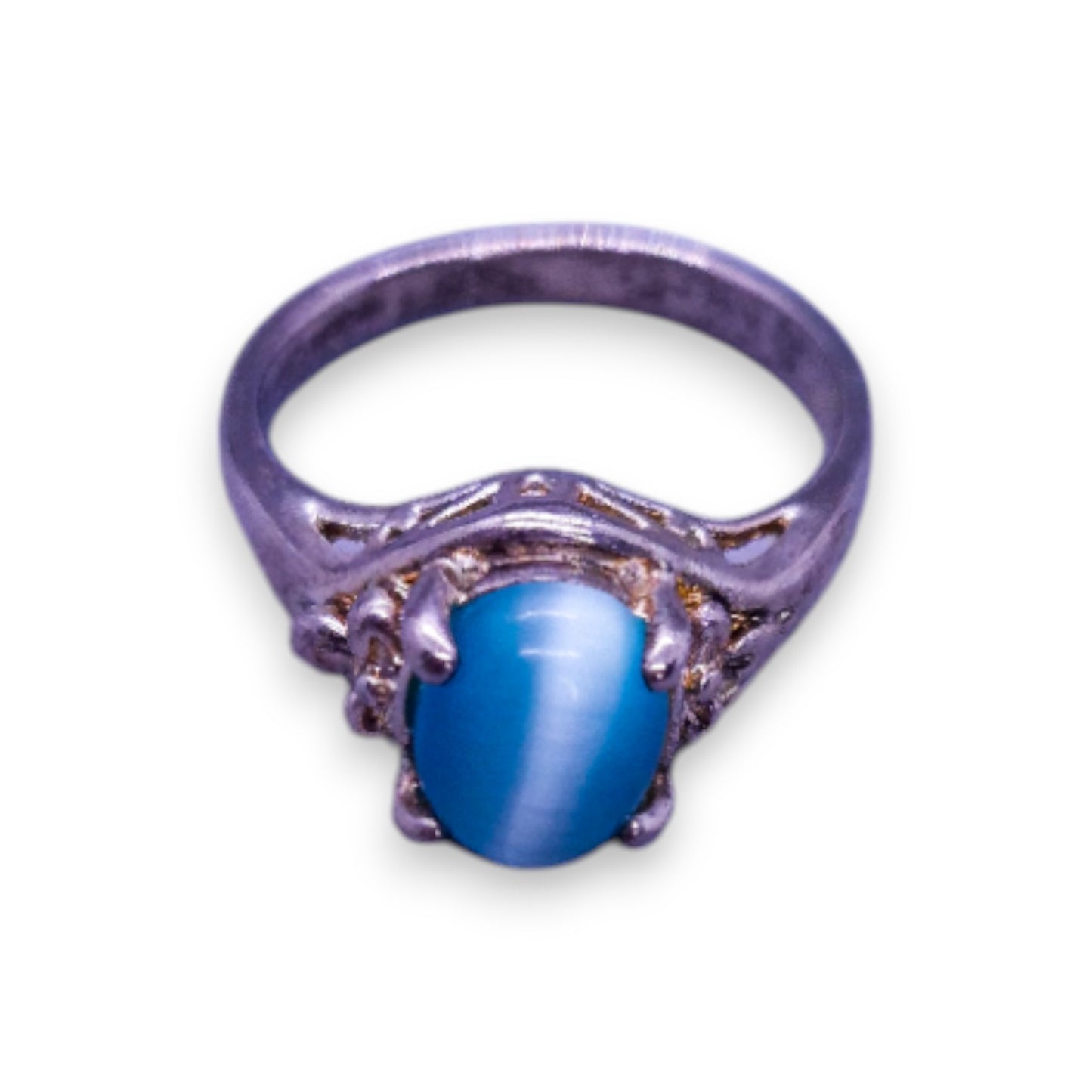 Silver Tone Blue Stone Classic Ring