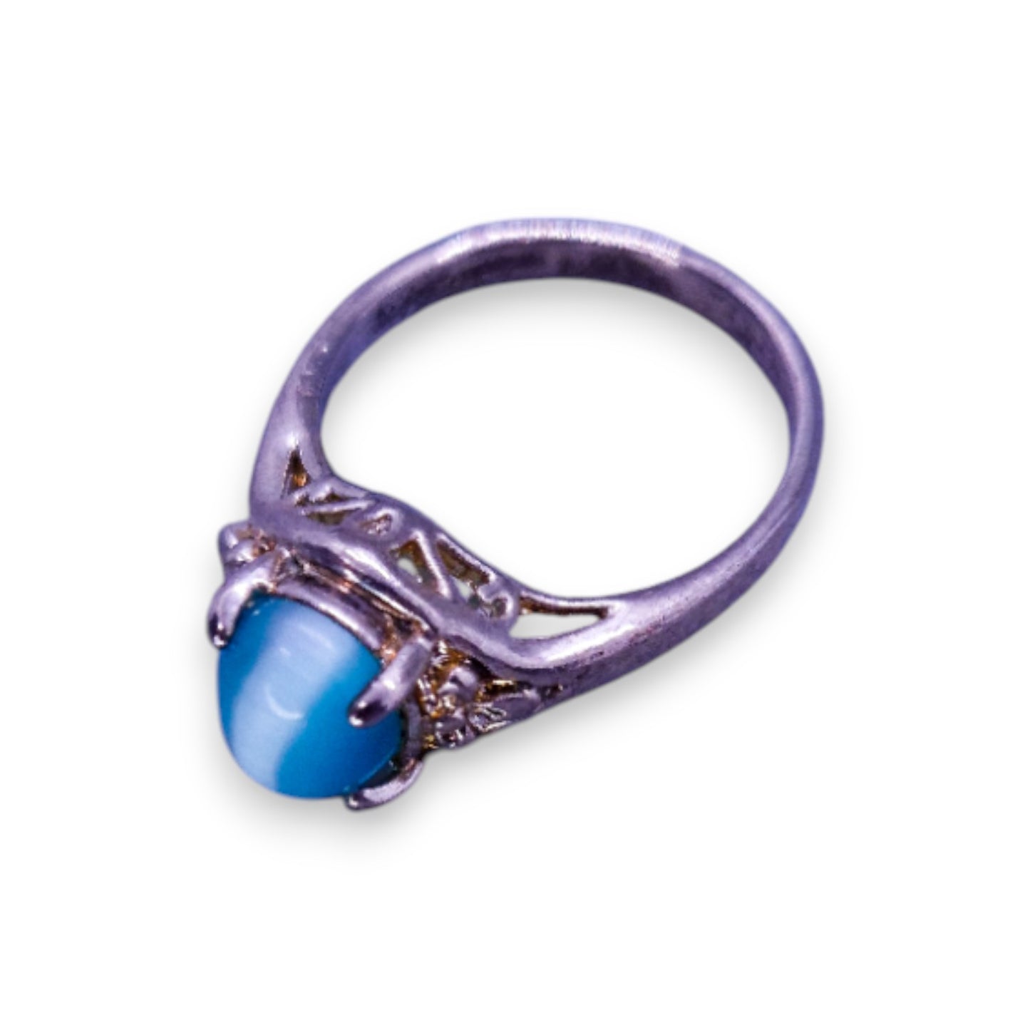 Silver Tone Blue Stone Classic Ring