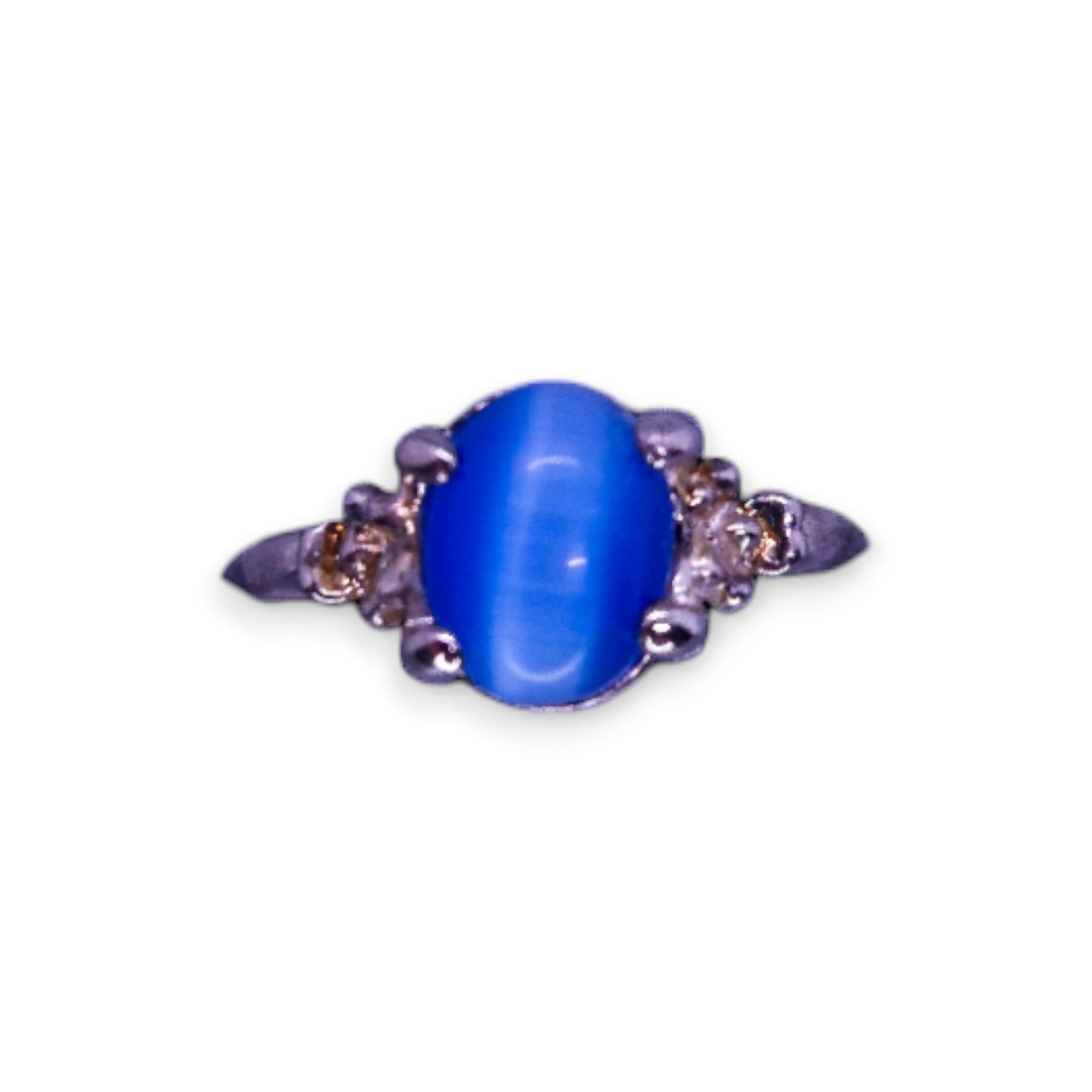 Silver Tone Blue Stone Classic Ring