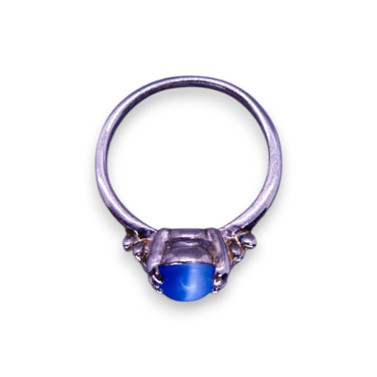 Silver Tone Blue Stone Classic Ring