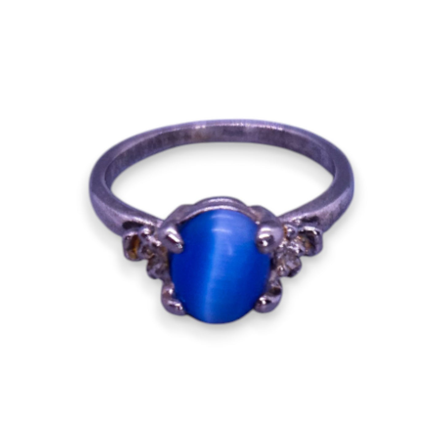 Silver Tone Blue Stone Classic Ring