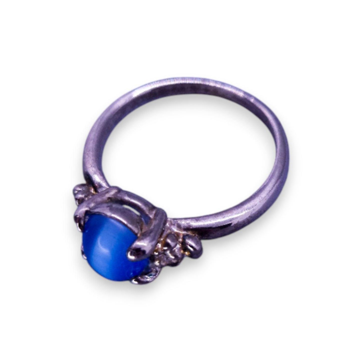 Silver Tone Blue Stone Classic Ring
