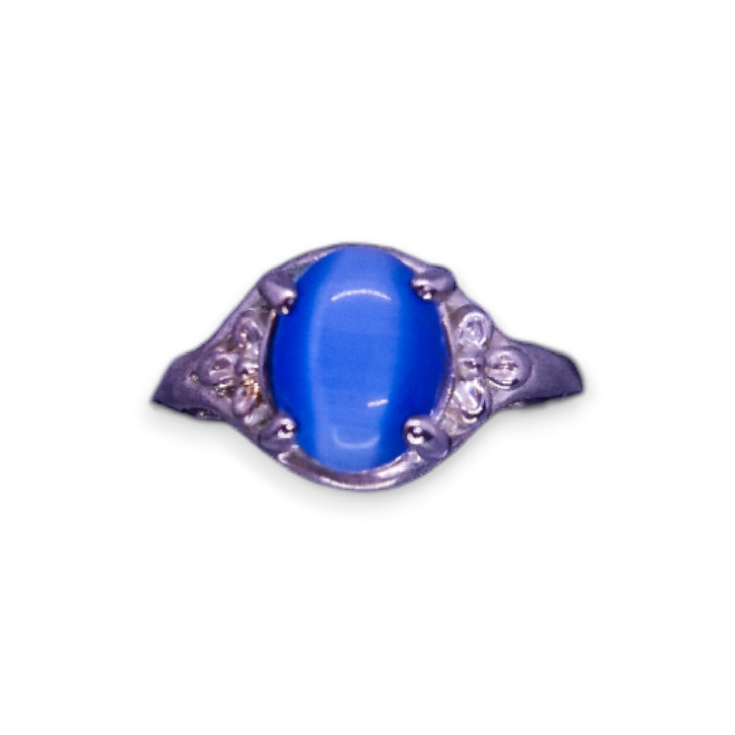 Silver Tone Blue Stone Classic Ring