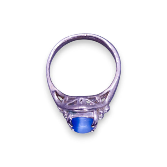 Silver Tone Blue Stone Classic Ring