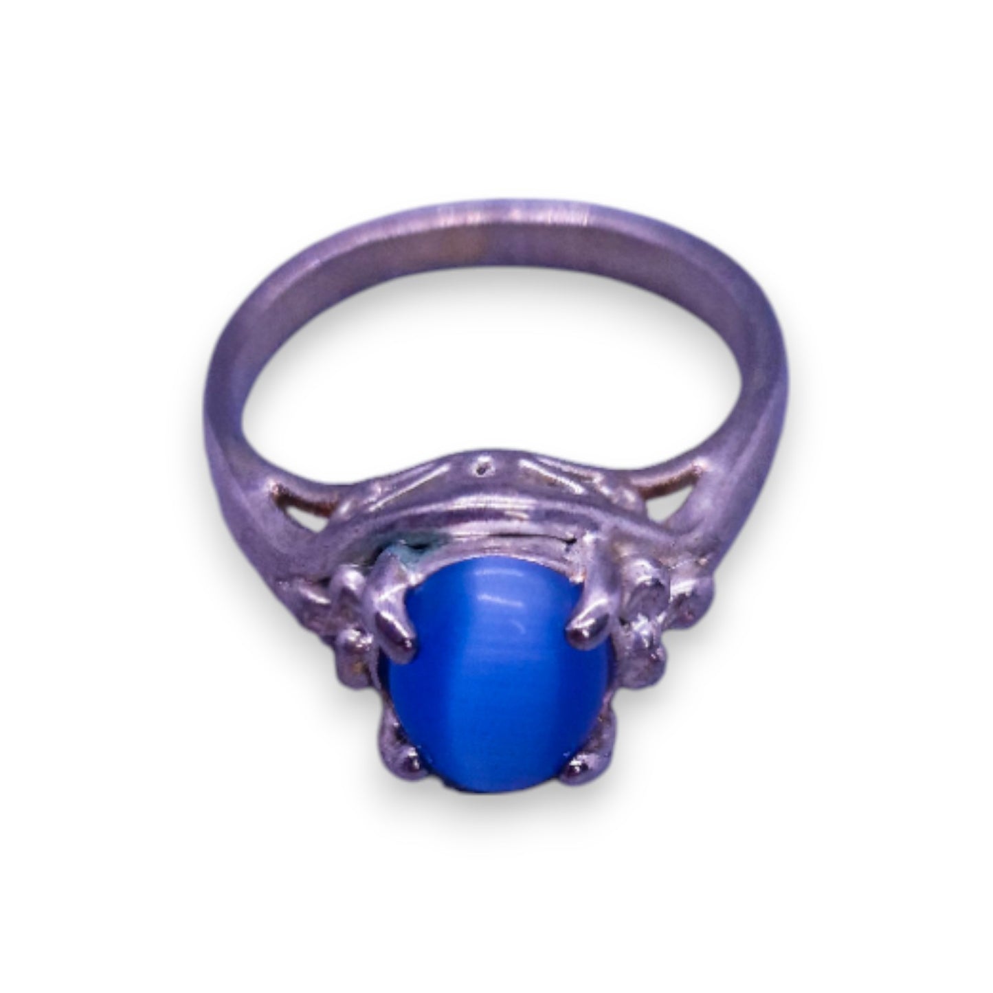 Silver Tone Blue Stone Classic Ring