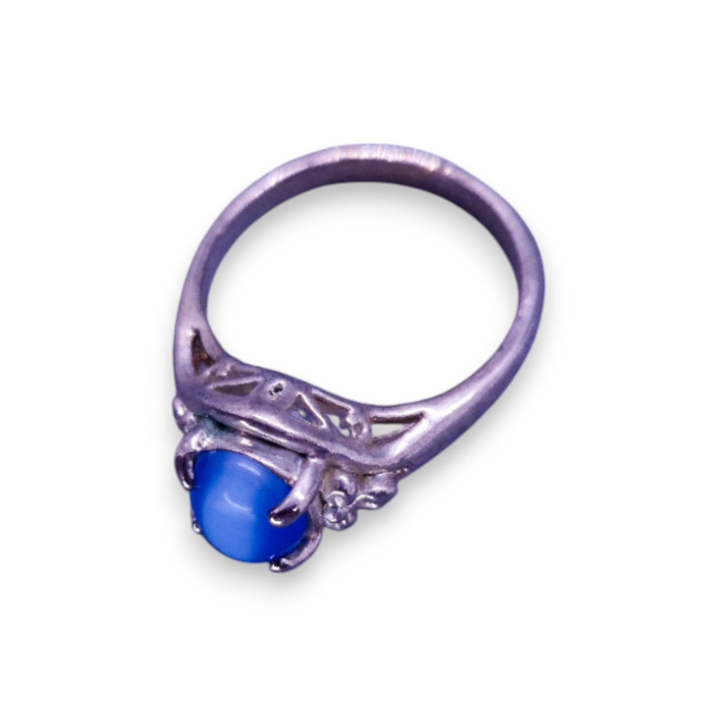 Silver Tone Blue Stone Classic Ring