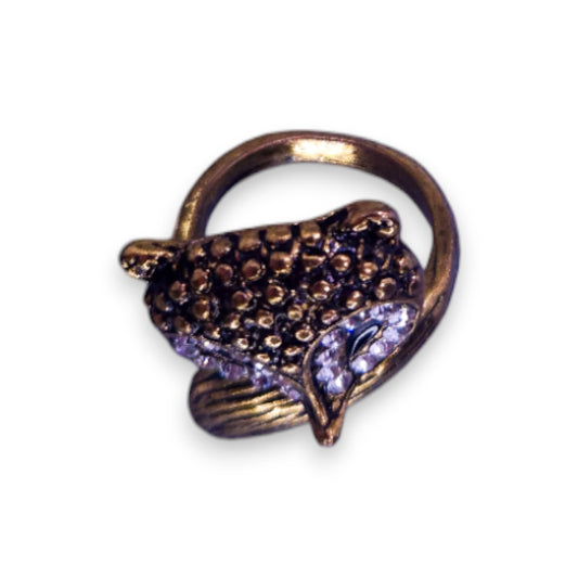 Gold Tone Cubic Zirconia Nature Inspired Fox Ring