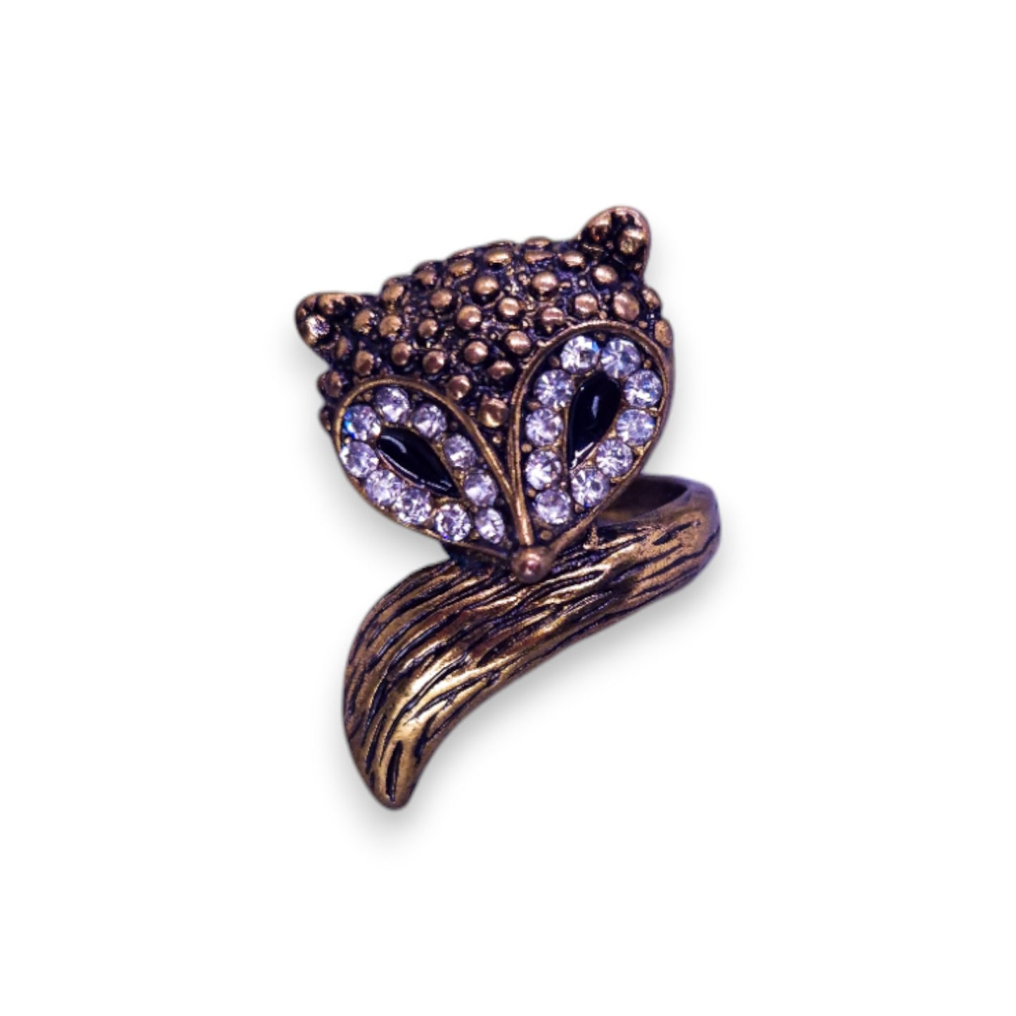 Gold Tone Cubic Zirconia Nature Inspired Fox Ring